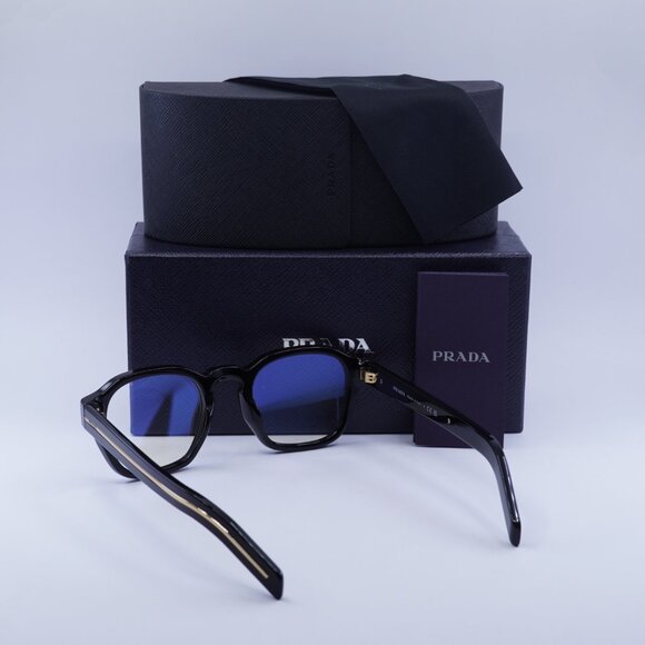 Prada PRA16S 16K60K Sunglasses Black Square 52mm Frame, Blue Light Block Lenses - Picture 10 of 10